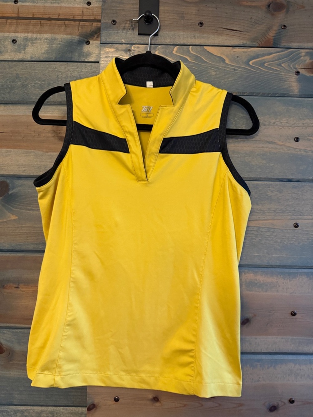Tail Yellow Sleeveless Tank Top with Black Accents for golf